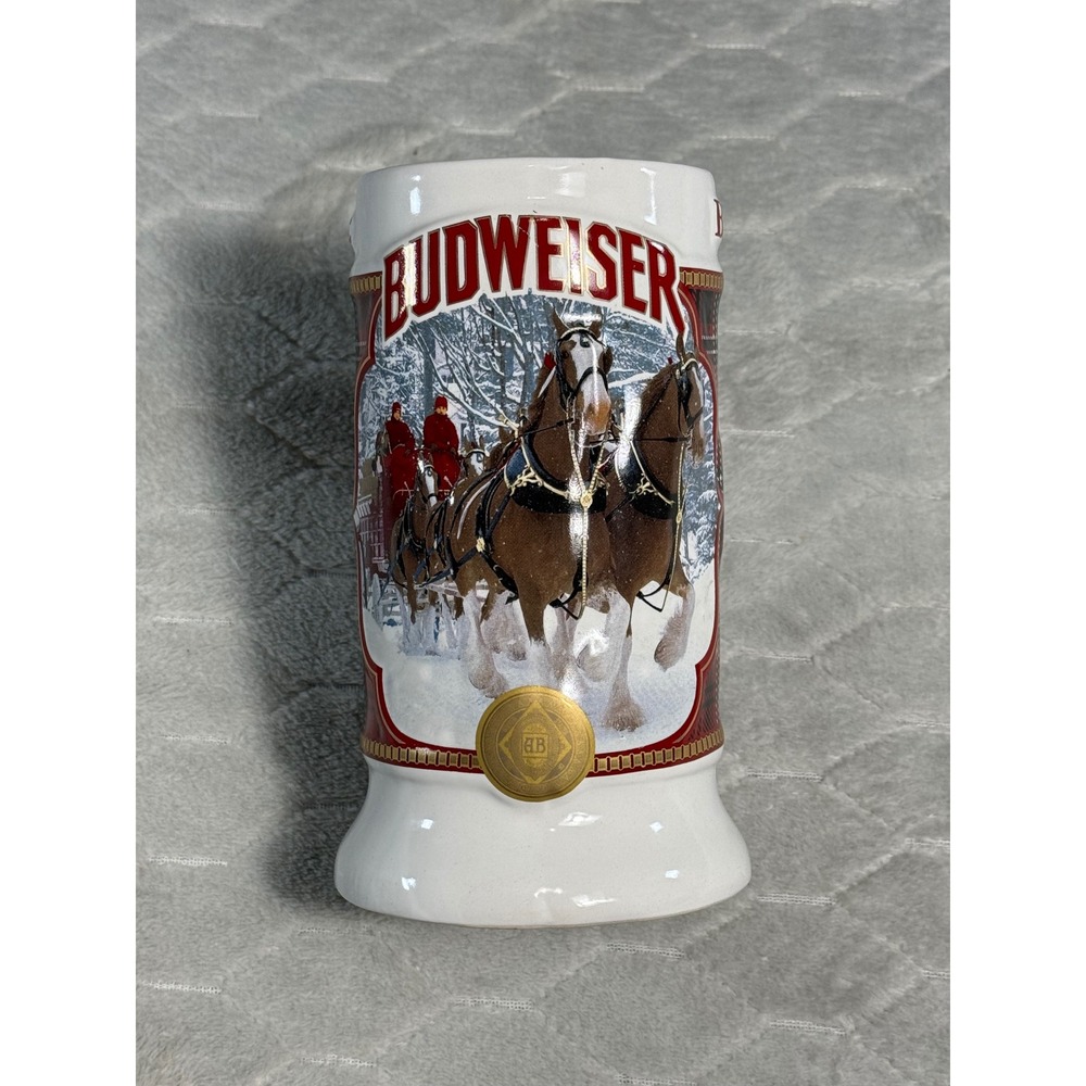 Budweiser 2021 Plaid Holiday Stein 42nd Anniversary Edition Clydesdales Mug